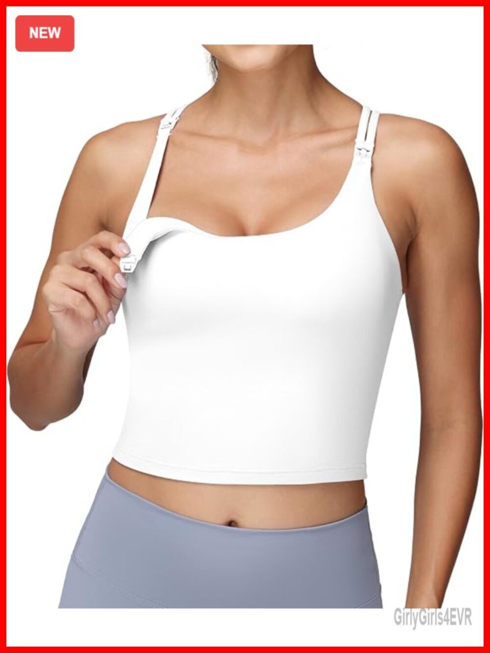 Nursing Tank Top with Built-in Bra Longline Breastfeeding Crop Top Crisscross
